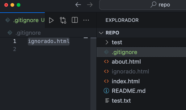 archivo ignorado en VS Code