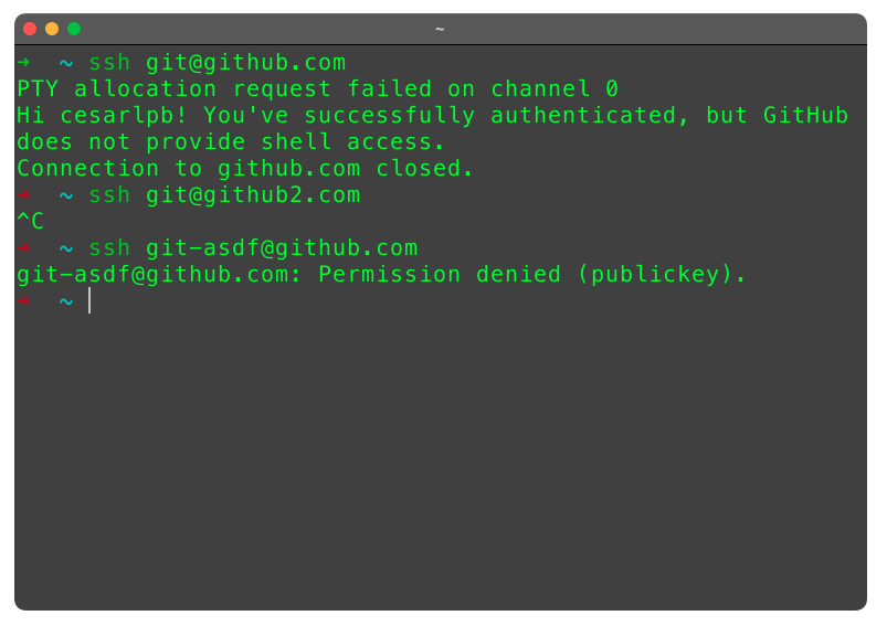 Comprobación de conexión SSH con Github